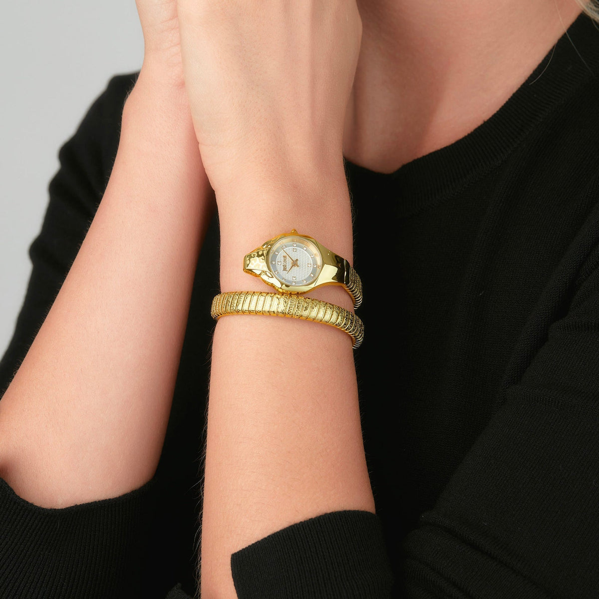 Just Cavalli Amalfi Silver Dial Gold Steel Strap Watch for Women - JC1L270M0025