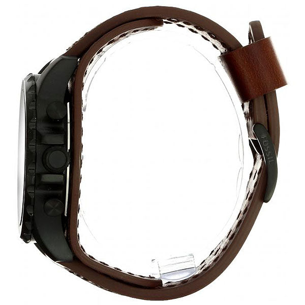 Fossil Nate Chronograph Brown Dial Brown Leather Strap Watch for Men - JR1511