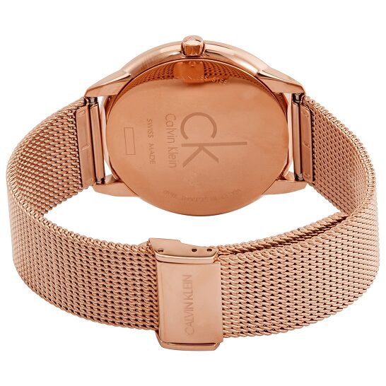 Calvin Klein Minimal White Dial Rose Gold Mesh Bracelet Watch for Men - K3M21626