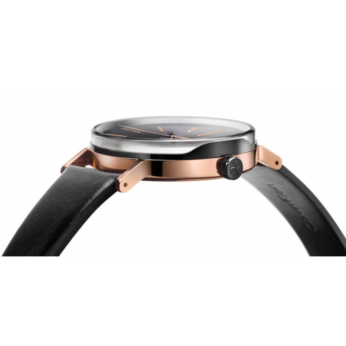 Calvin Klein Boost Black Dial Black Leather Strap Watch for Men - K7Y21TCZ