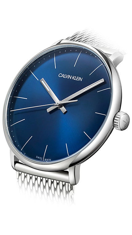 Calvin Klein High Noon Quartz Blue Dial Silver Mesh Bracelet Watch for Men - K8M2112N