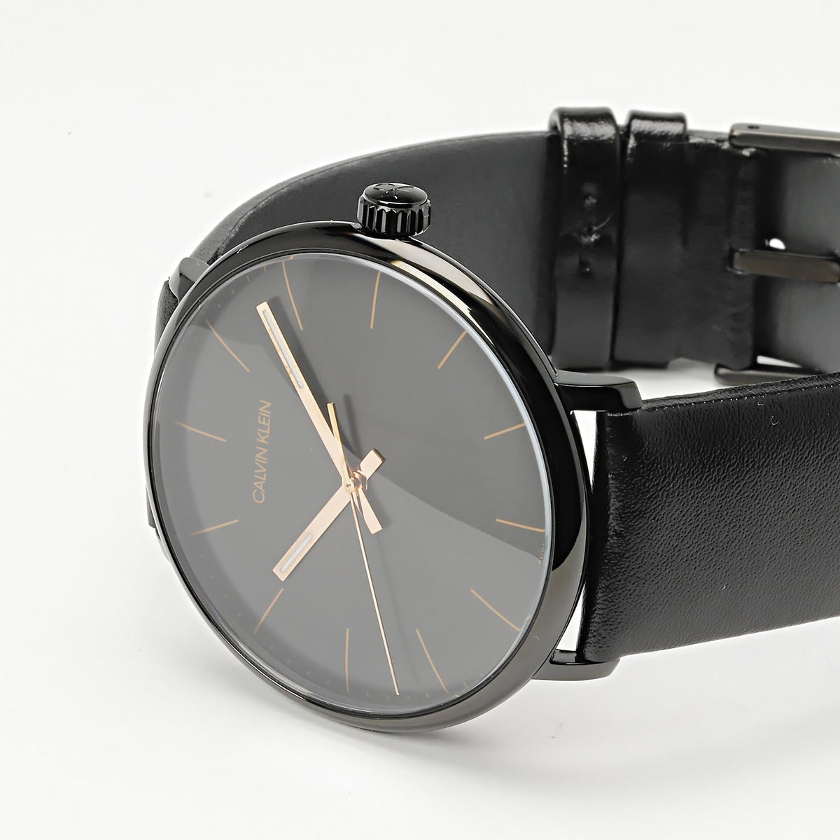 Calvin Klein High Noon Quartz Black Dial Black Leather Strap Watch for Men - K8M214CB