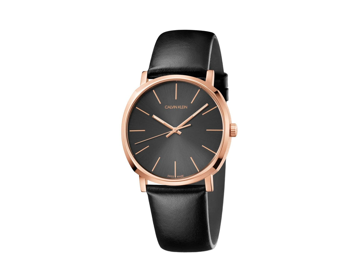 Calvin Klein Posh Black Dial Black Leather Strap Watch for Men - K8Q316C3