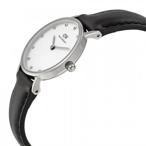Daniel Wellington Classy Sheffield White Dial Black Leather Strap Watch For Women - DW00100068