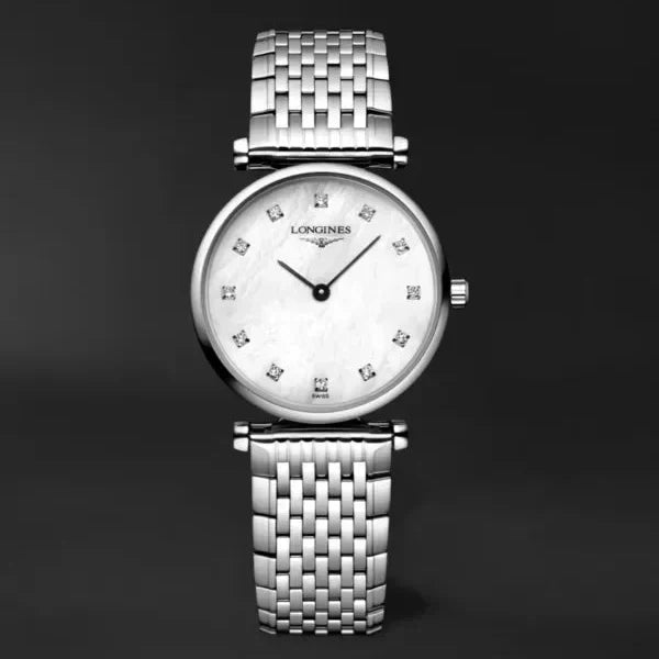 Longines La Grande Classique Diamonds White Dial Silver Steel Strap Watch for Women - L4.209.4.87.6