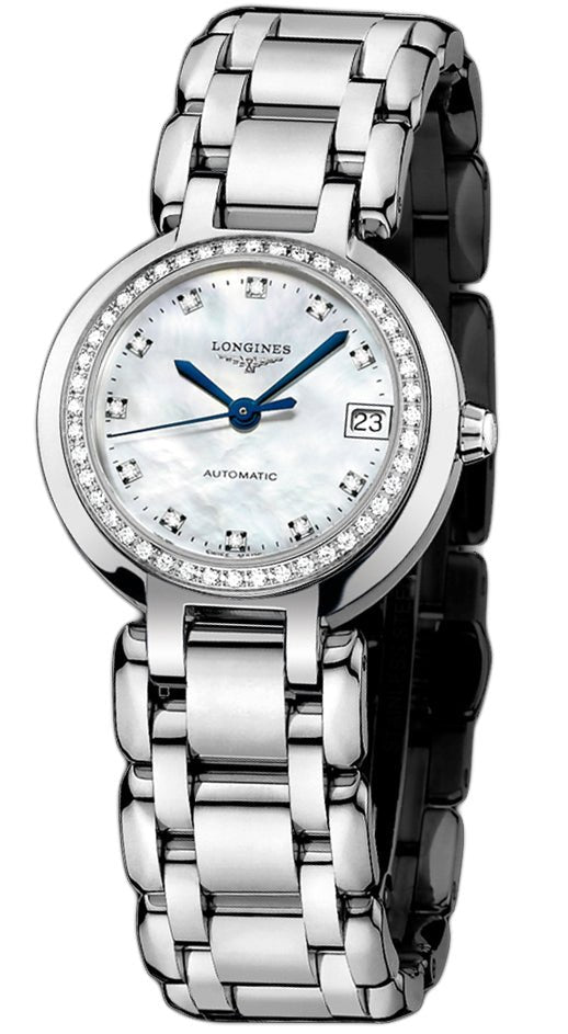 Longines PrimaLuna 26.5mm Automatic White Mother of Pearl Dial Silver Stainless Steel Watch for Women - L8.111.0.87.6