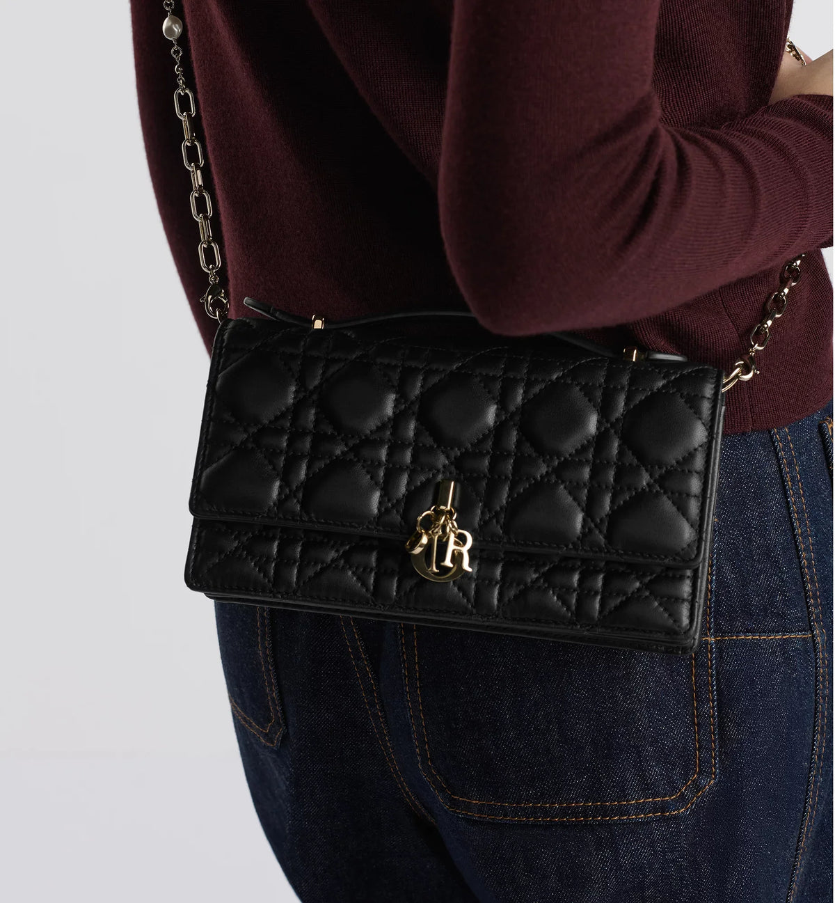 Dior My Dior Cannage Lambskin Mini Bag - Black