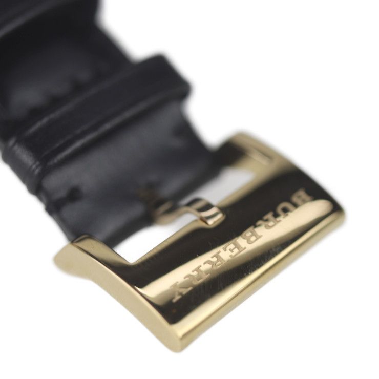 Burberry The City Gold Dial Black Leather Strap Watch for Men - BU2353