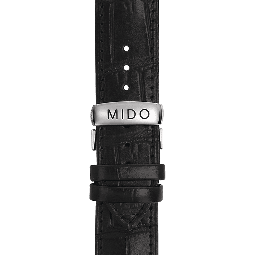 Mido Multifort Automatic Silver Dial Black Leather Strap Watch For Men - M005.430.16.031.80