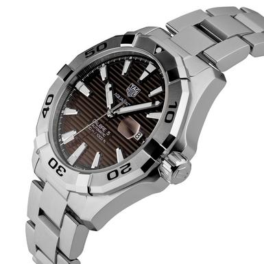 Tag Heuer Aquaracer Calibre 5 Automatic Sunray Brown Dial Silver Steel Strap Watch for Men - WAY2018.BA0927