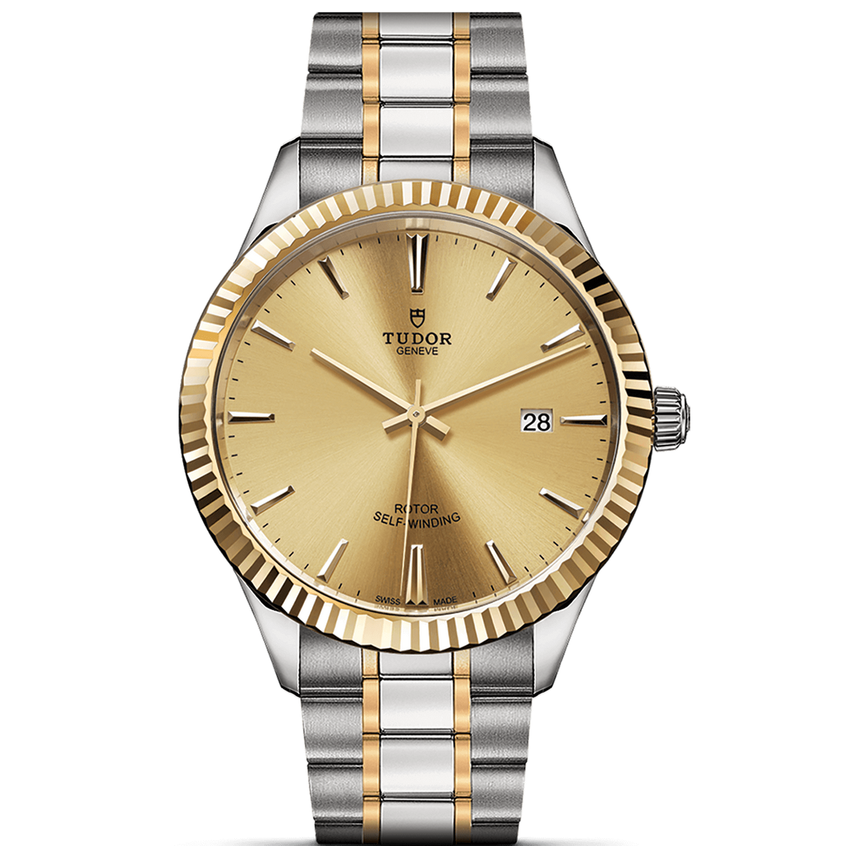 Tudor Style Automatic Gold Dial Two Tone Steel Strap Watch for Men - M12713-0001