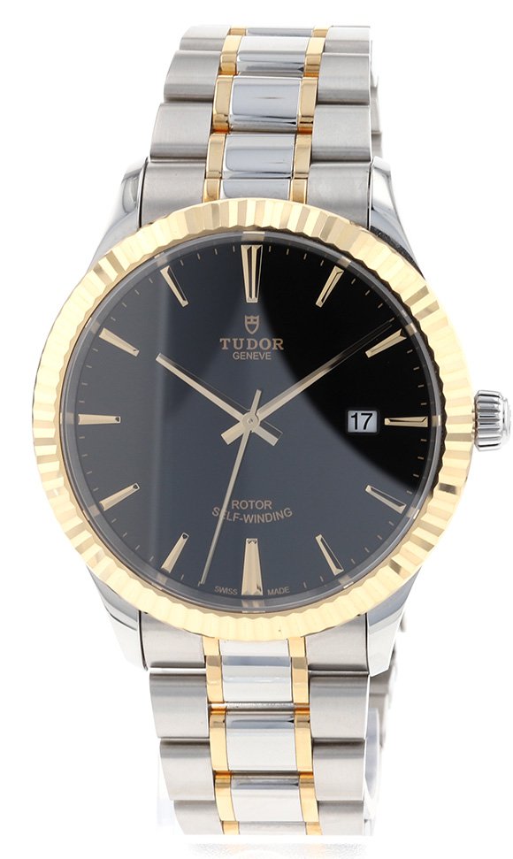 Tudor Style Automatic Black Dial Two Tone Steel Strap Watch for Men - M12713-0005
