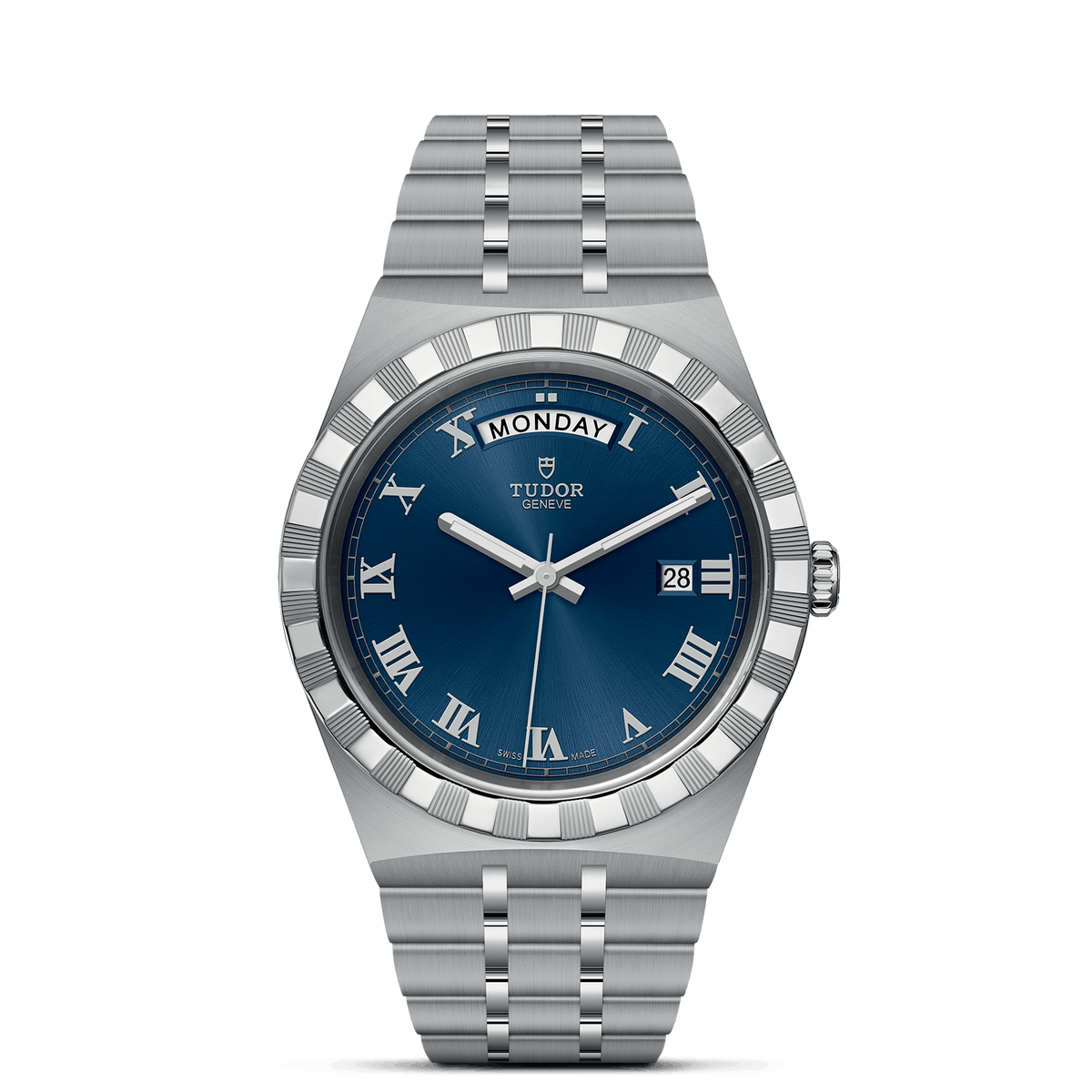 Tudor Royal Automatic Blue Dial Silver Steel Strap Watch for Men - M28600-0005