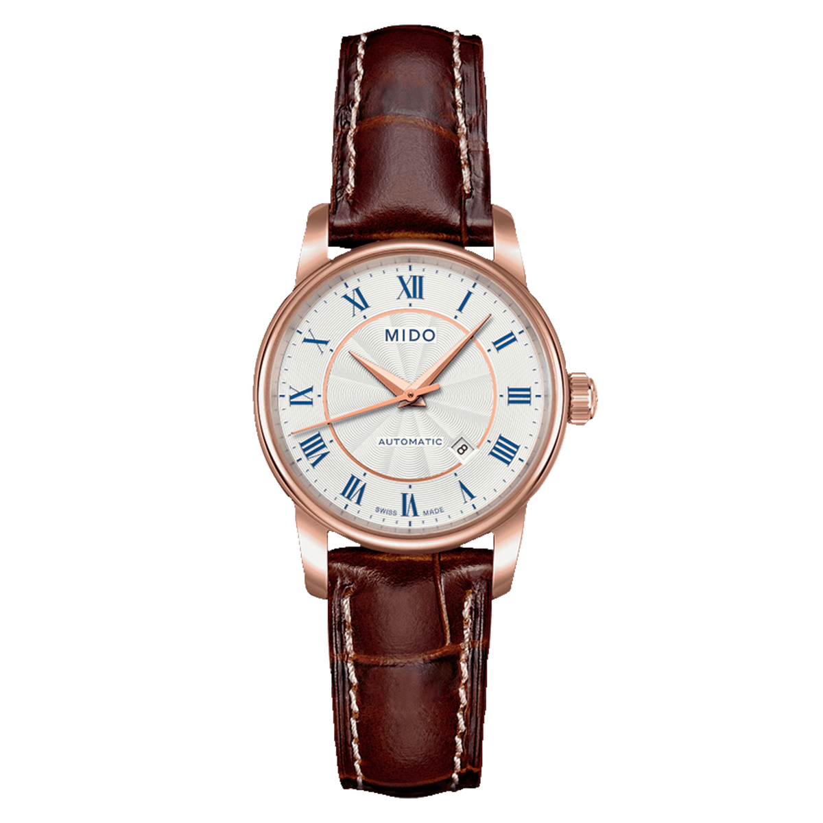 Mido Baroncelli III Automatic Silver Dial Brown Leather Strap Watch For Men - M8600.2.21.8