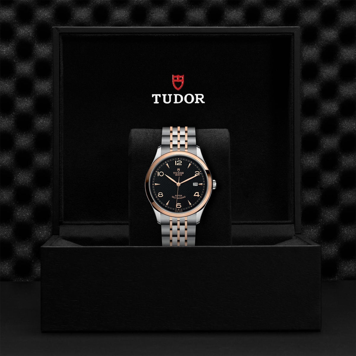 Tudor 1926 Automatic Black Dial Two Tone Steel Strap Watch for Men - M91651-0003