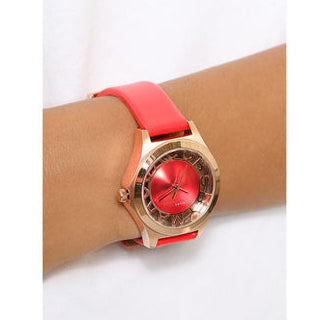 Marc Jacobs Henry Skeleton Red Dial Red Leather Strap Watch for Women - MBM1338