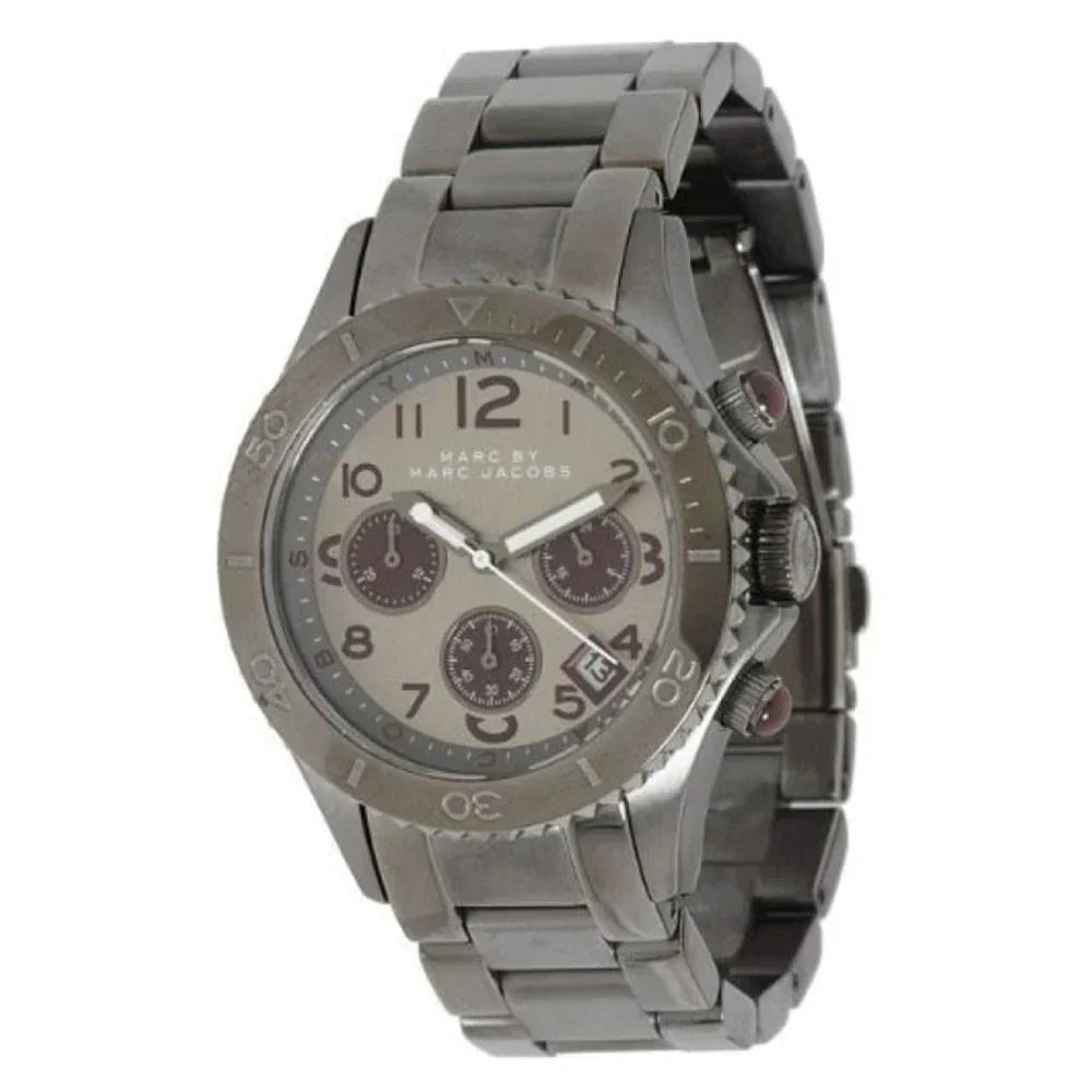 Marc Jacobs Rock Chronograph Gunmetal Grey Dial Grey Steel Strap Watch for Men - MBM3160