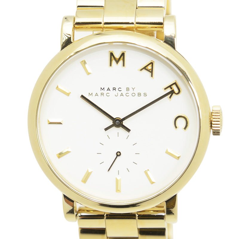 Marc Jacobs Baker White Dial Gold Steel Strap Watch for Women - MBM3243