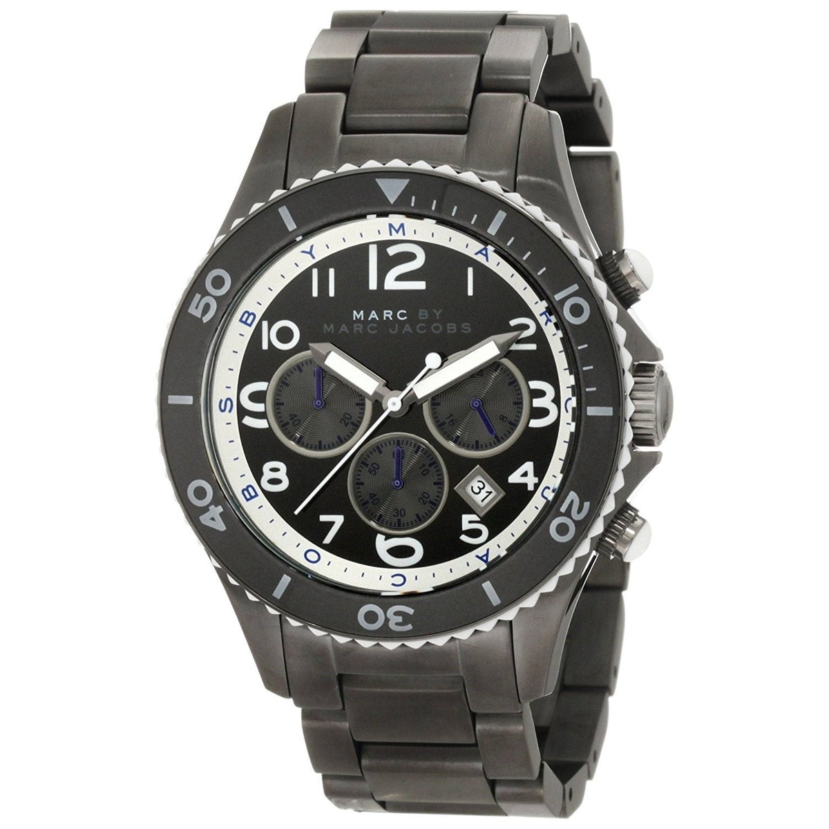 Marc Jacobs Rock Chronograph Limited Edition Gray Dial Gray Steel Strap Watch for Women - MBM5025