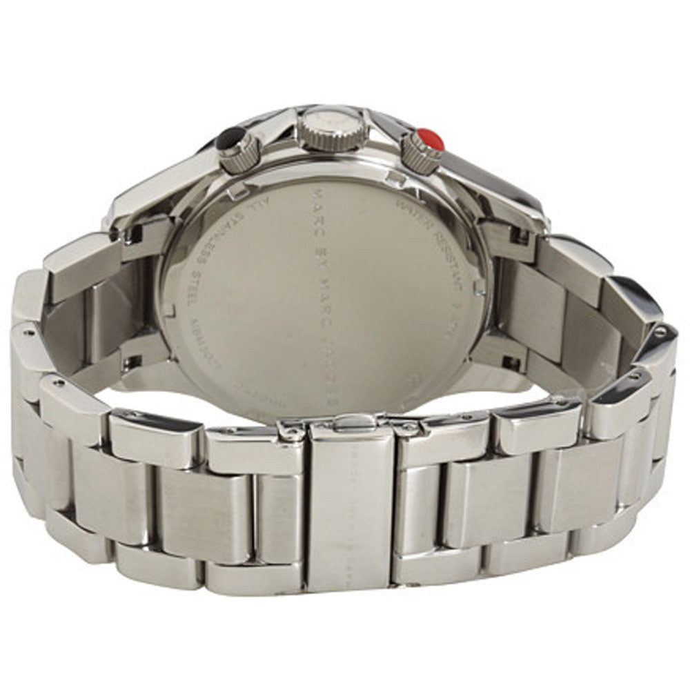Marc Jacobs Rock Chronograph White Dial Silver Steel Strap Watch for Men - MBM5027