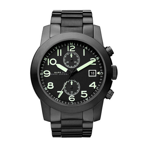 Marc Jacobs Larry Chronograph Black Dial Black Steel Strap Watch for Men - MBM5032