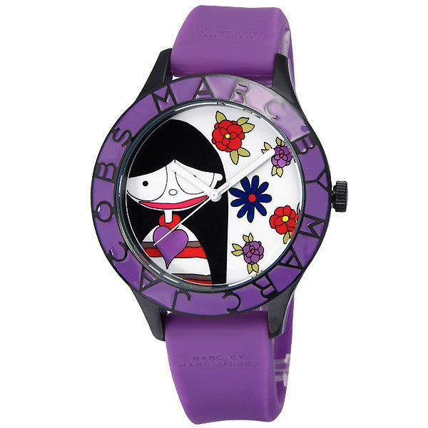Marc Jacobs Marc White Dial Purple Silicone Strap Watch for Women - MBM5514