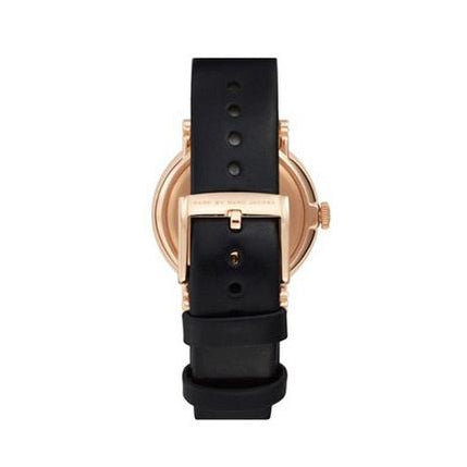 Marc Jacobs Baker Black Dial Black Leather Strap Watch for Women - MBM8633