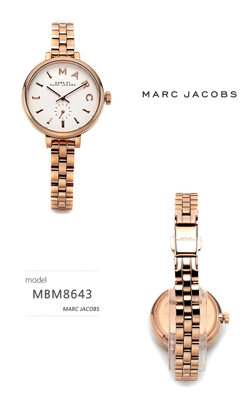 Marc Jacobs Sally White Dial Rose Gold Steel Strap Watch for Women - MBM8643