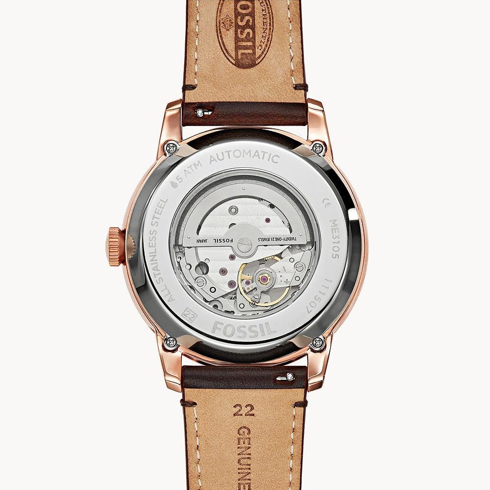 Fossil Townsman Beige Dial Brown Leather Strap Watch for Men - ME3105