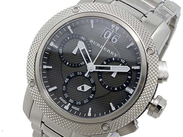Burberry Utilitarian Chronograph Black Dial Silver Steel Strap Watch For Men - BU9800