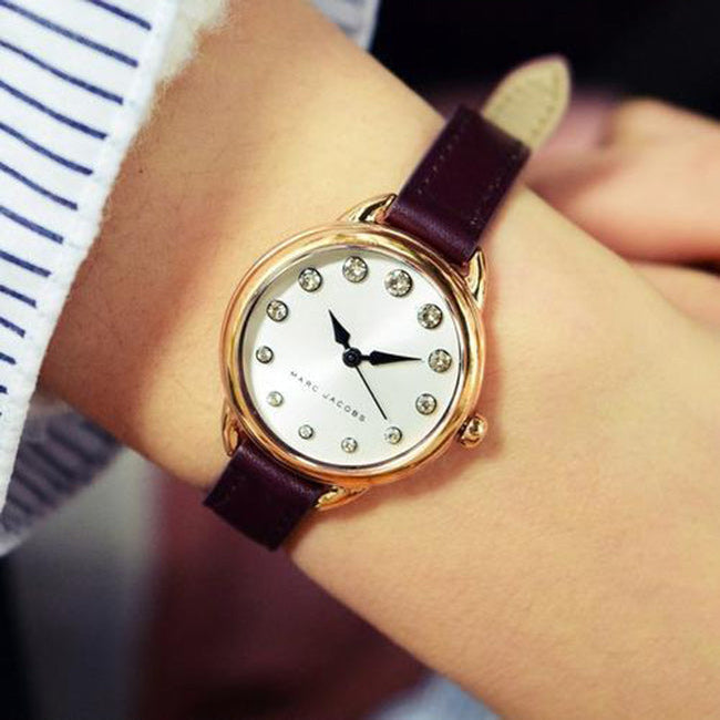 Marc Jacobs Betty White Dial Brown Leather Strap Watch for Women - MJ1481