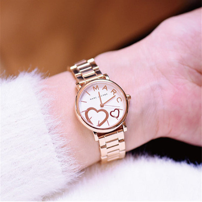 Marc Jacobs Classic White Dial Rose Gold Steel Strap Watch for Women - MJ3592