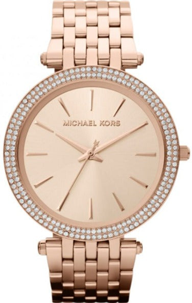 Michael Kors Darci Rose Gold Dial with Diamonds Rose Gold Stainless Steel Strap Watch for Women - MK3192