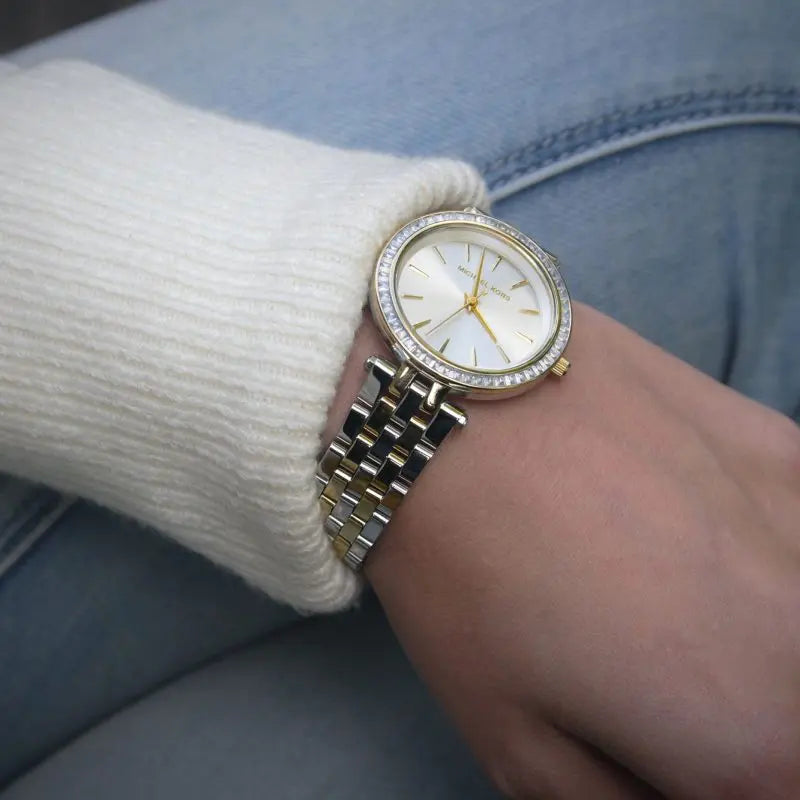 Michael Kors Darci Silver Dial Two Tone Steel Strap Watch for Women - MK3405