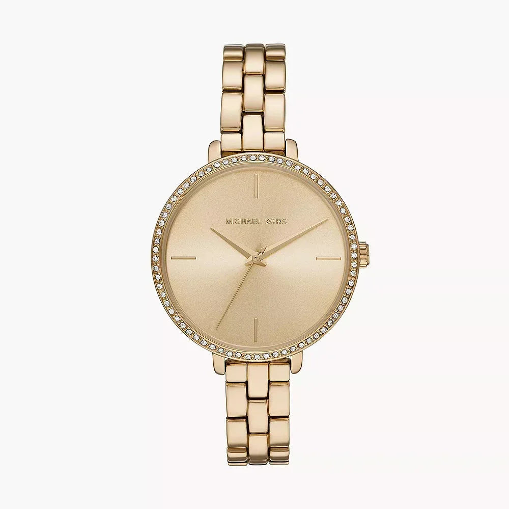 Michael Kors Charley Three-Hand Quartz Gold Dial Gold Steel Strap Watch for Women - MK4399