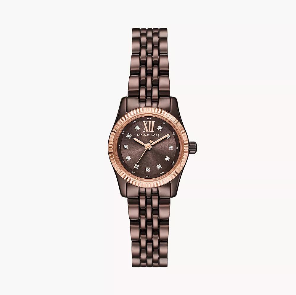 Michael Kors Lexington Three-Hand Brown Dial Brown Steel Strap Watch for Women - MK4844