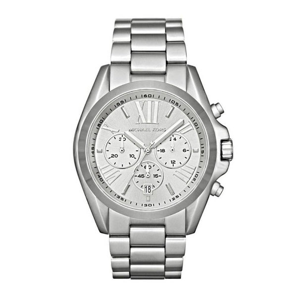 Michael Kors Bradshaw Chronograph Silver Dial Silver Steel Strap Watch for Men - MK5535