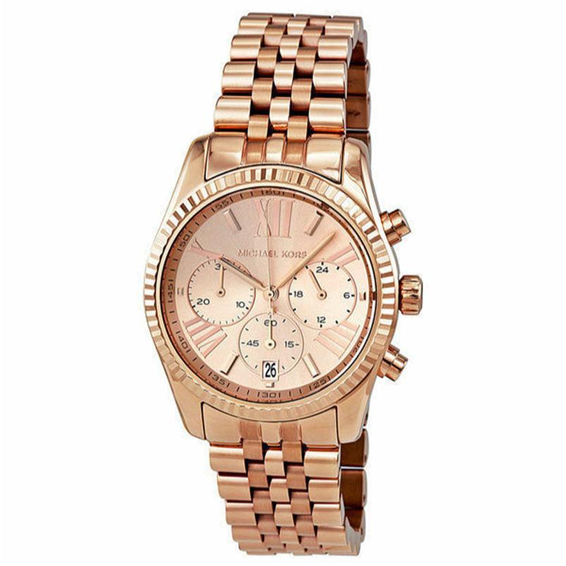 Michael Kors Lexington Rose Gold Dial Rose Gold Steel Strap Watch for Women - MK5569