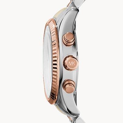 Michael Kors Lexington Chronograph Silver Dial Two Tone Steel Strap Watch for Women - MK5735