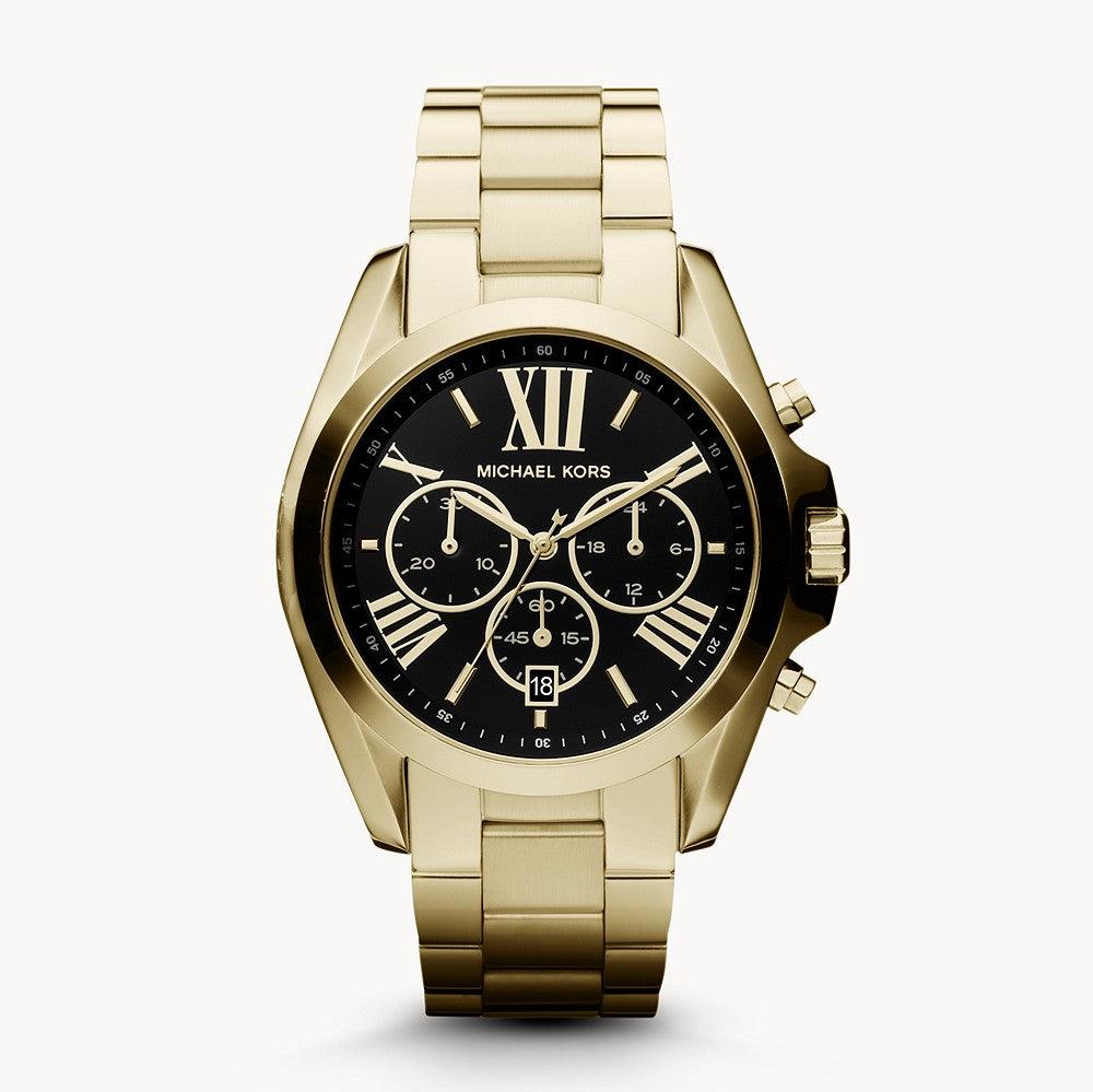Michael Kors Bradshaw Black Dial Gold Steel Strap Watch for Women - MK5739