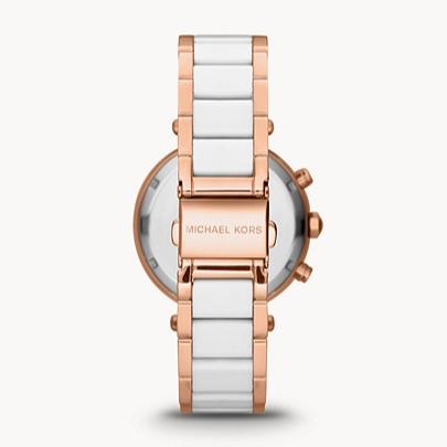 Michael Kors Parker White Dial Two Tone Steel Strap Watch for Women - MK5774