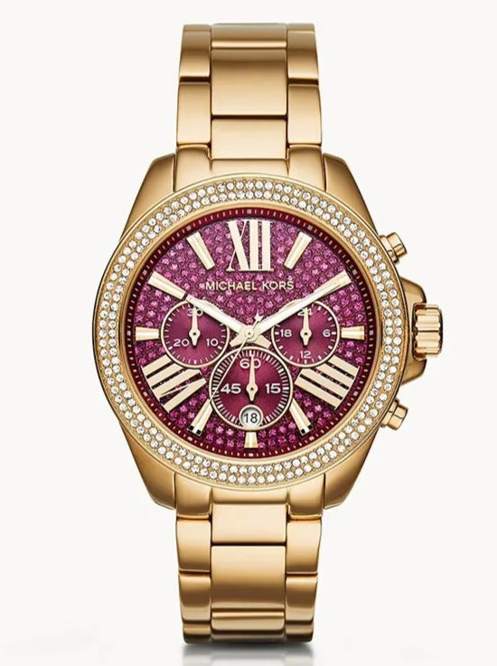 Michael Kors Wren Purple Dial Gold Steel Strap Watch for Women - MK6290