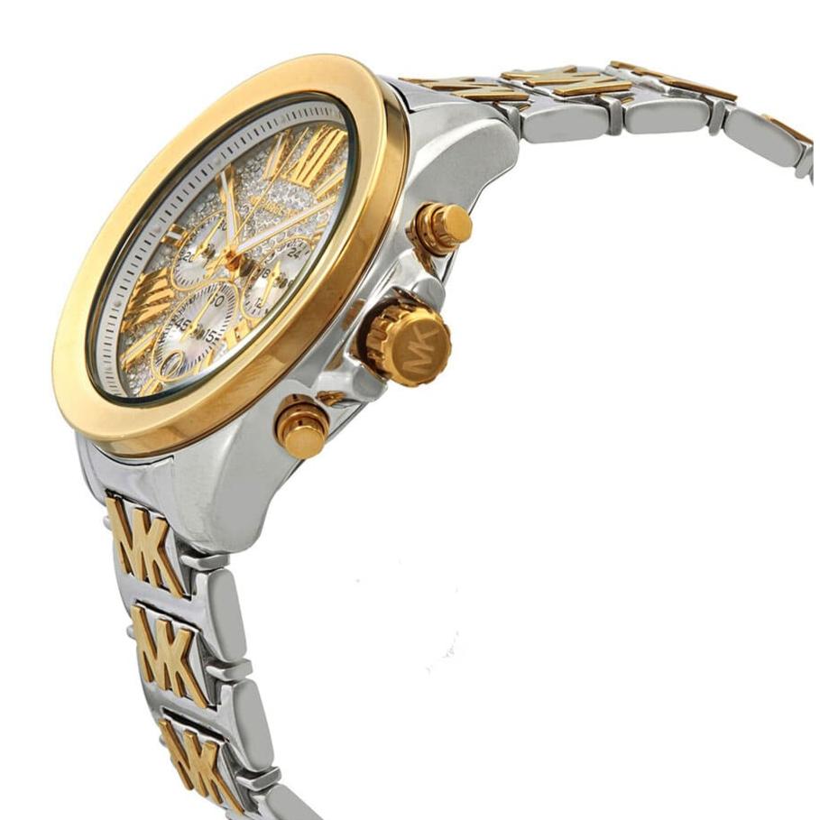 Michael Kors Wren Chronograph Crystals Silver Two Tone Steel Strap Watch for Women - MK6953