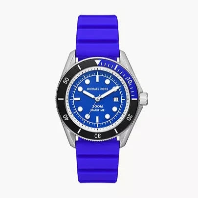 Michael Kors Maritime Three-Hand Analog Blue Dial Blue Silicone Strap Watch for Men - MK9156