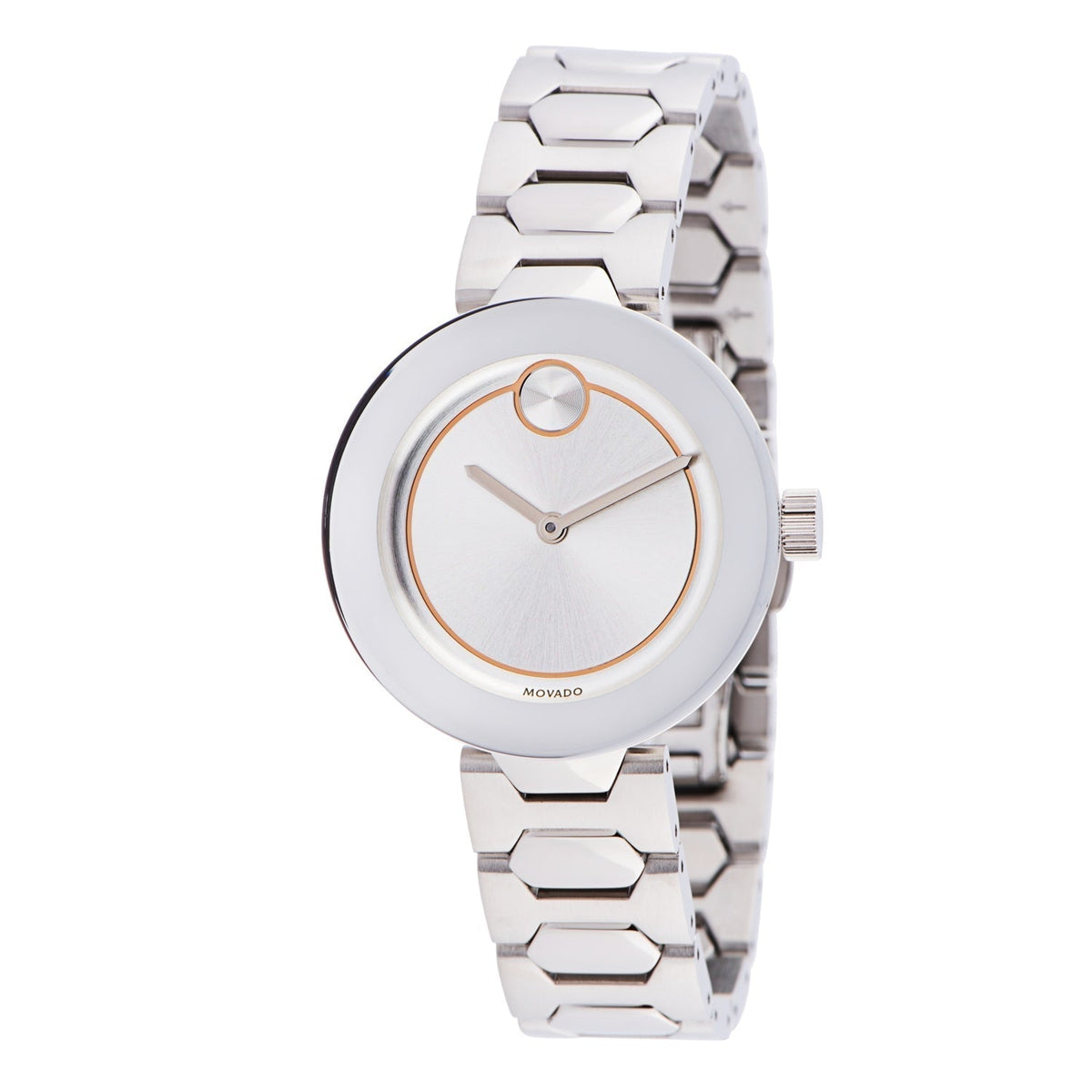 Movado Bold Silver Dial Silver Steel Strap Watch For Women - 3600381