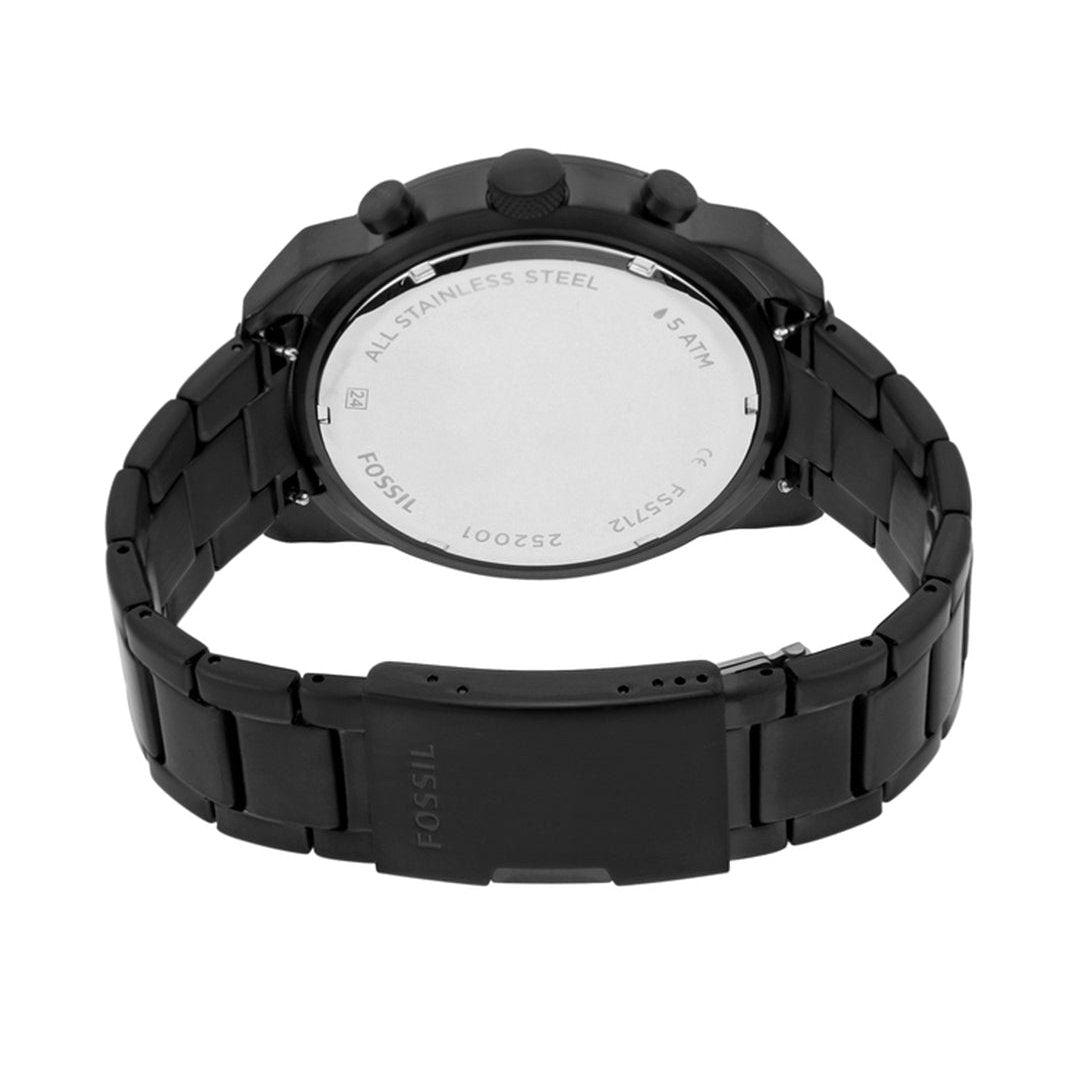 Fossil Bronson Chronograph Black Dial Black Steel Strap Watch for Men - FS5712