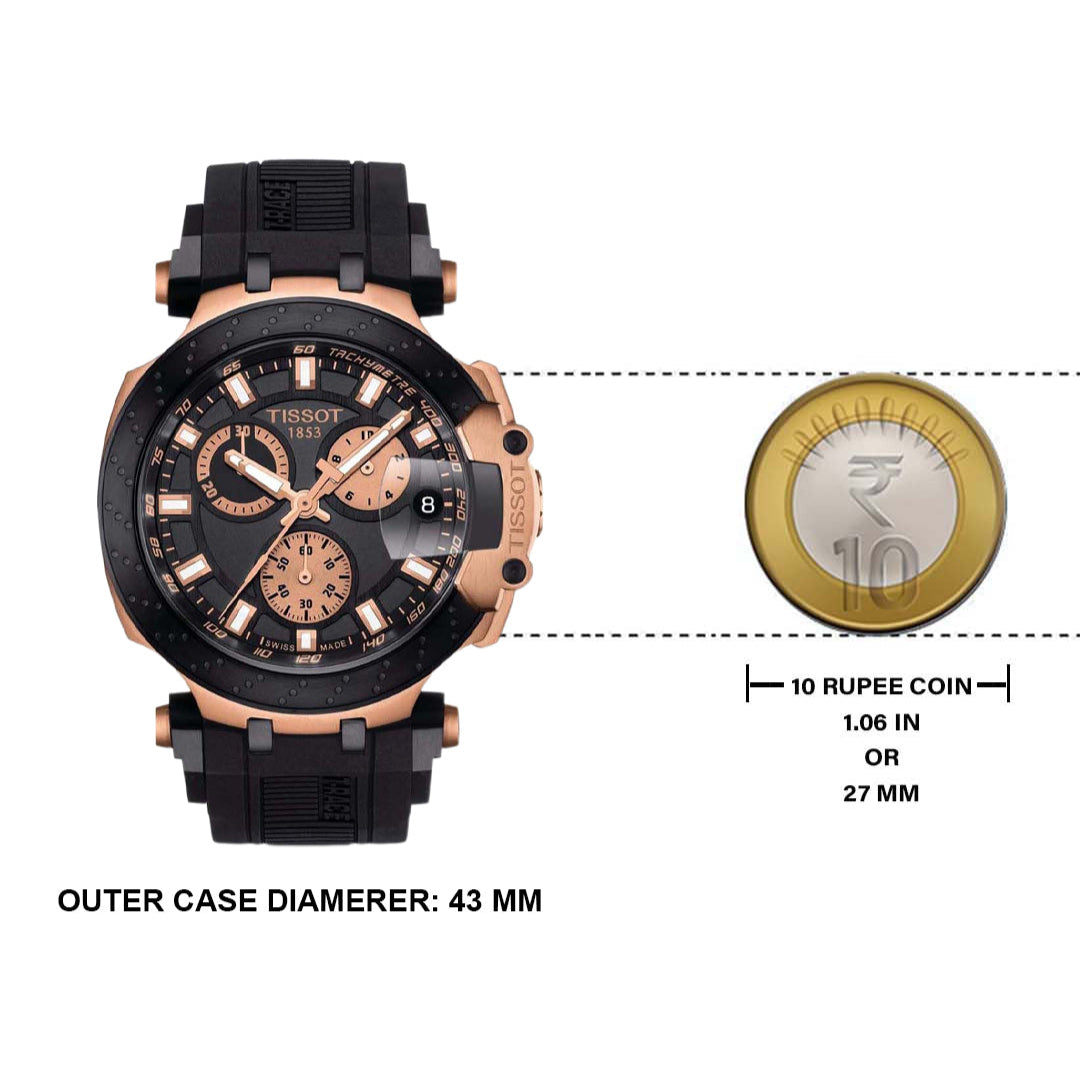 Tissot T Race Chronograph Black Dial Black Silicone Strap Watch For Men - T115.417.37.051.00