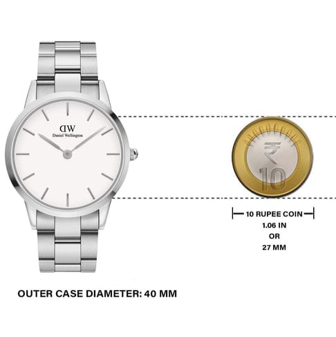 Daniel Wellington Iconic White Dial Silver Steel Strap Watch For Men - DW00100341