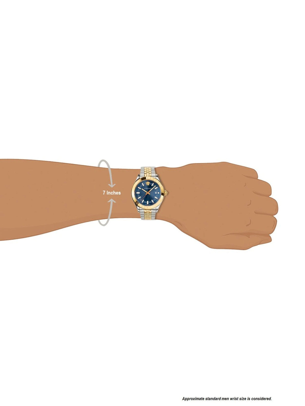 Versace Hellenyium Quartz Blue Dial Two Tone Steel Strap Watch For Men - VEVK00520