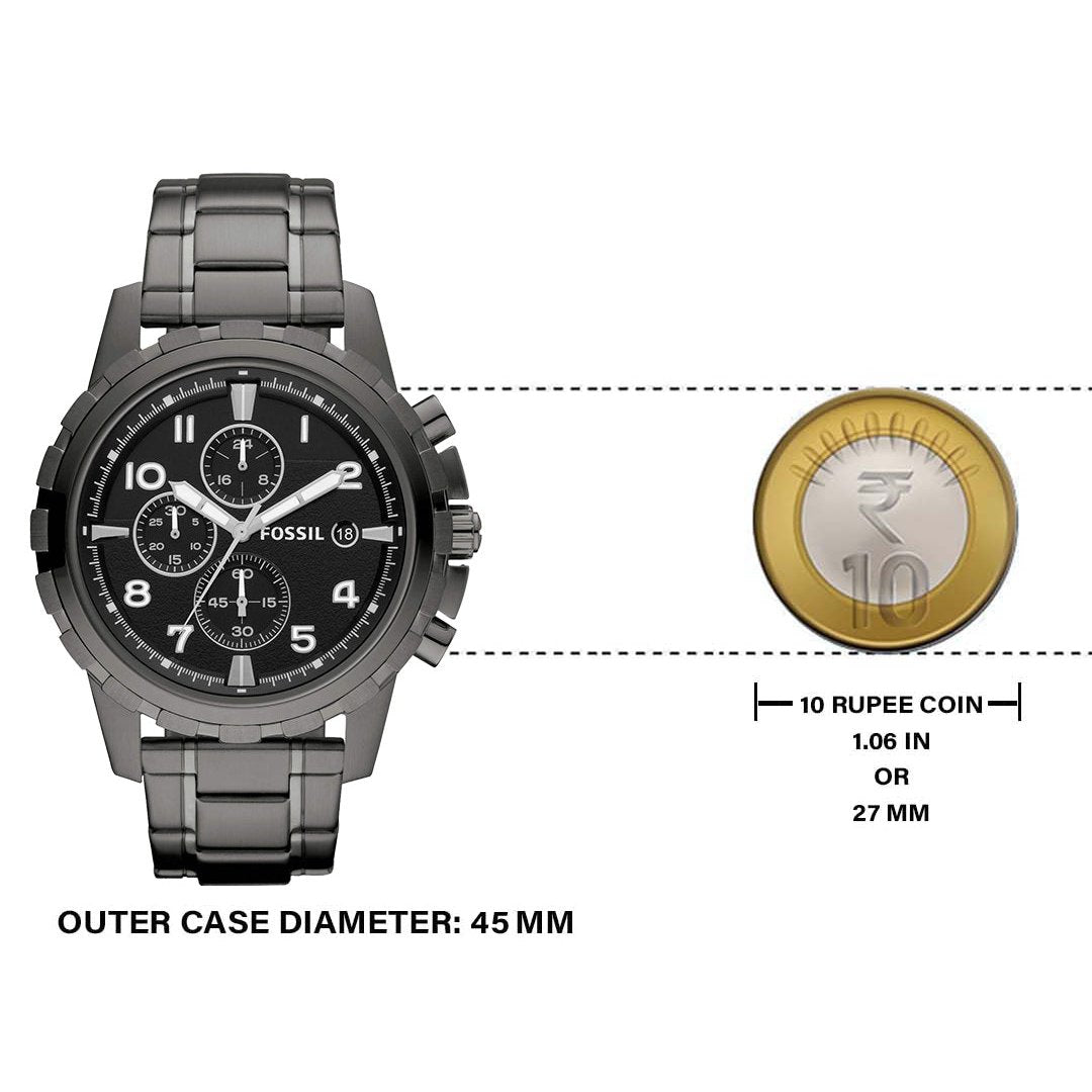 Fossil Dean Chronograph Black Dial Black Steel Strap Watch for Men - FS4721